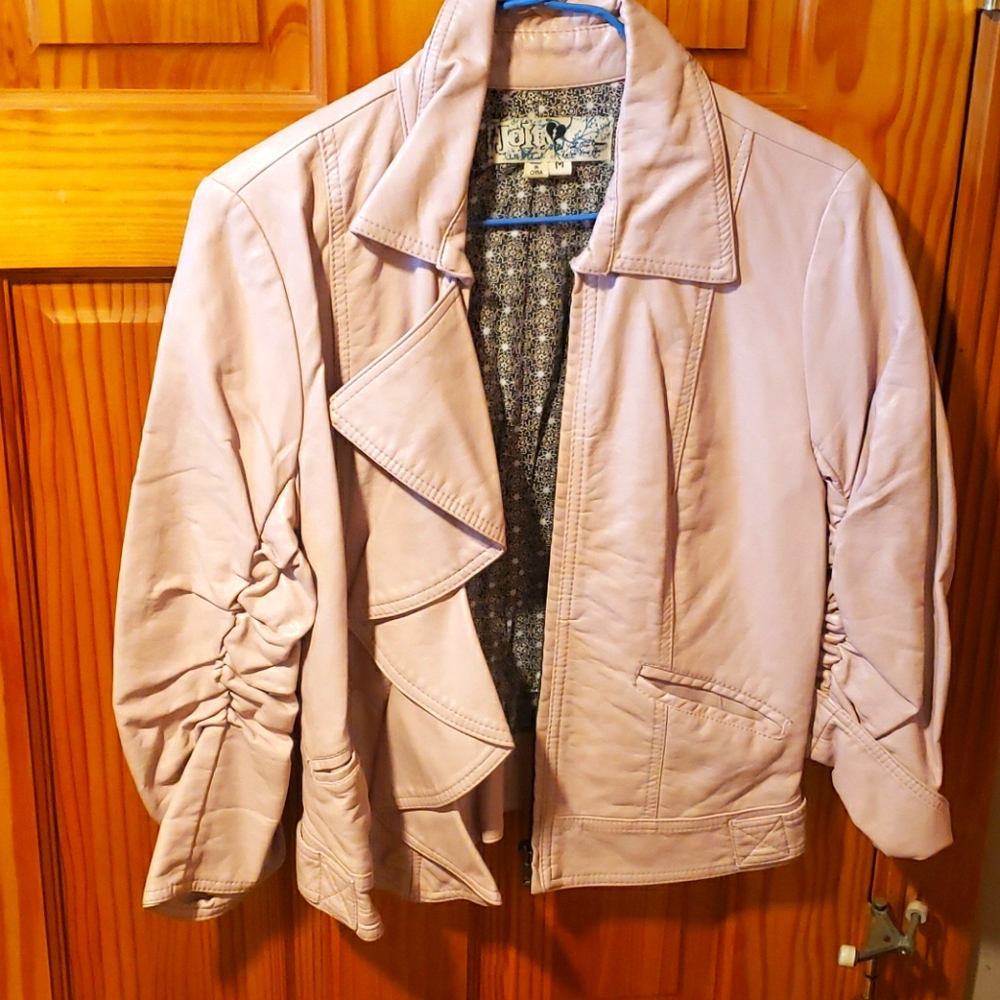 Pink leather stylish jacket